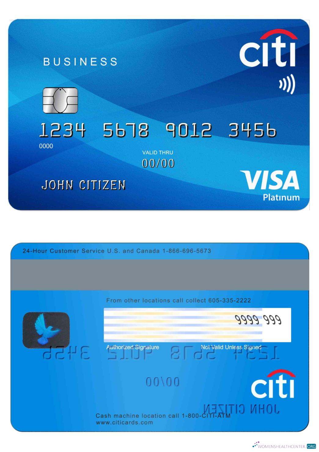 Download USA Citibank visa platinum card Photoshop template